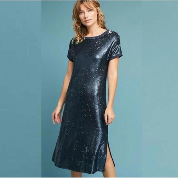 Anthropologie Dresses & Skirts - NWT Anthropologie Moulinette Soeurs Blue Silver Sequin Short Mini Dress Size XS